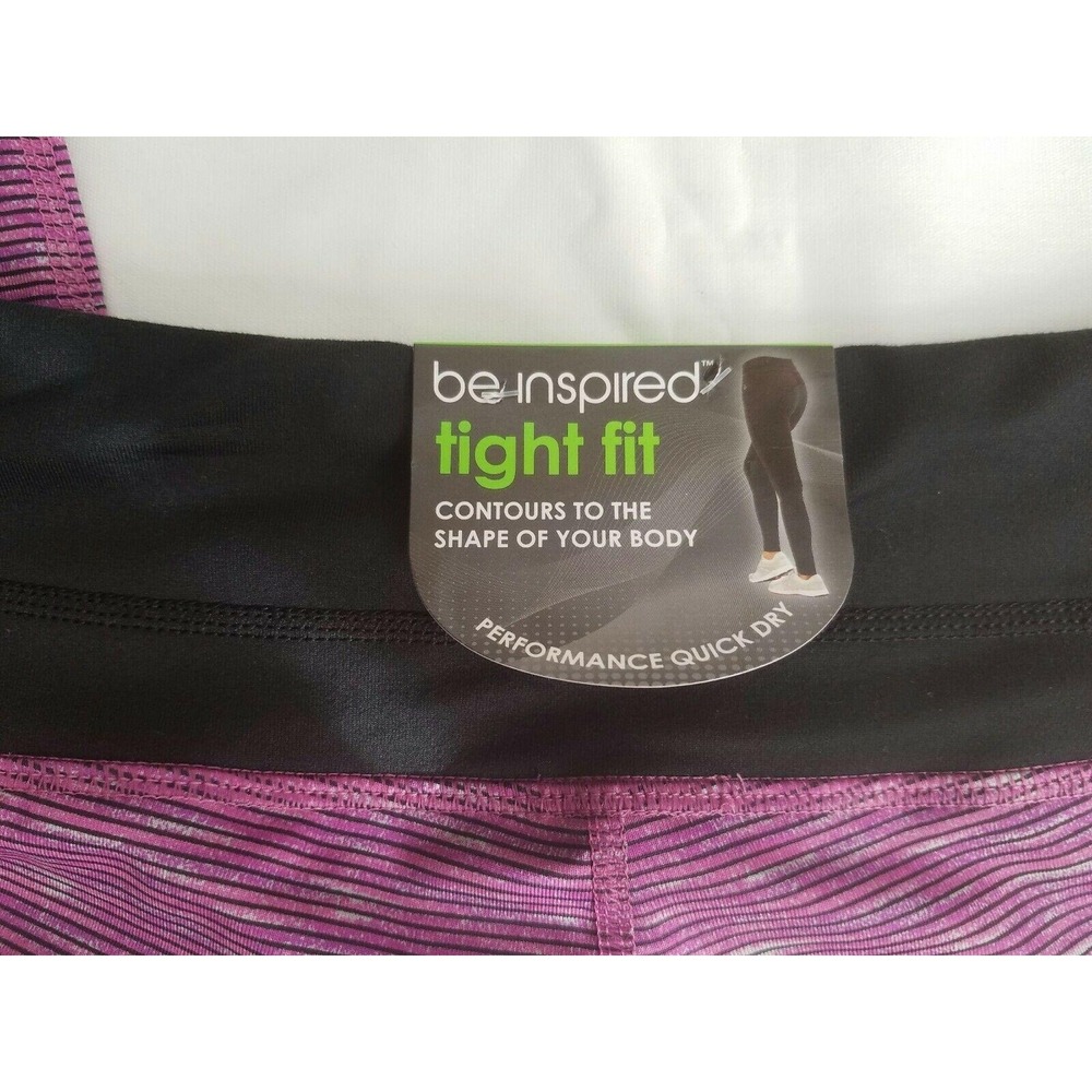 Be Inspired Pink/Black Athletic Performance Quick Dry Tight Fit Leggings Large - Picture 7 of 15
